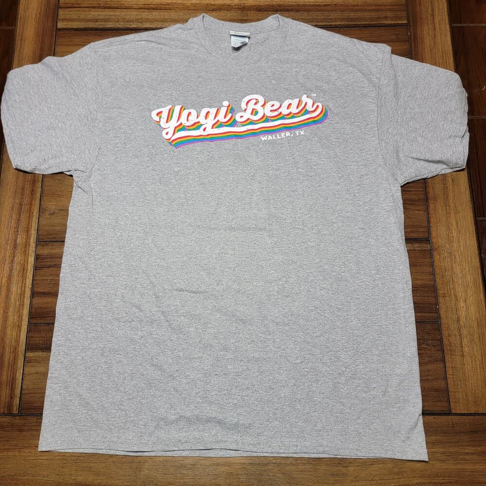 Yogi Bear Grey Unisex Tee Waller Texas Pride Lettering - Size XL